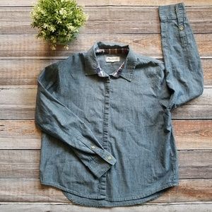 Madewell | Denim Button Up High Low Top